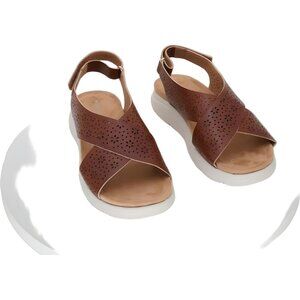 Easy Spirit Amiya Women’s Strappy Cognac Sandals Comfort Slingback 9M